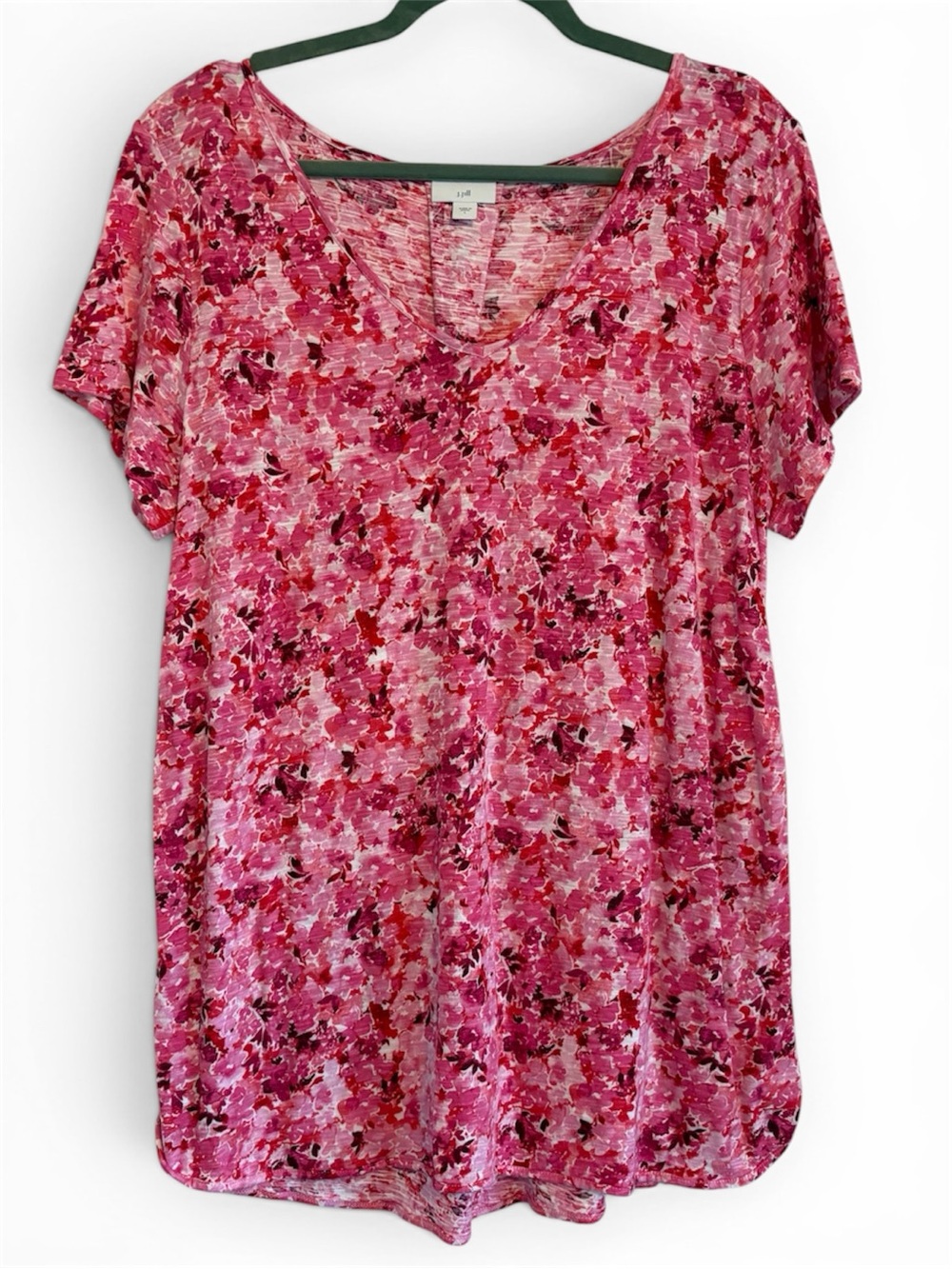🌸 J. Jill Pink Mixed Floral Tunic Tee | Size Large